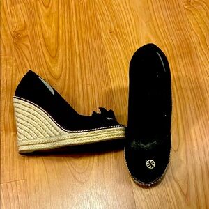 Black Espadrille Wedge Shoes